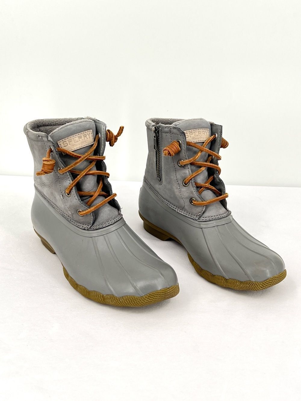 Sperry Saltwater Mainsail Leather Duck Boots Gray Size 6.5